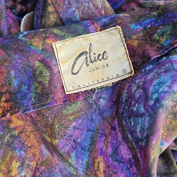 50s Alice Junior Day Dress Boat Neck Raglan Slv Full Pleat Skirt Women S Purple - Picture 5 of 9